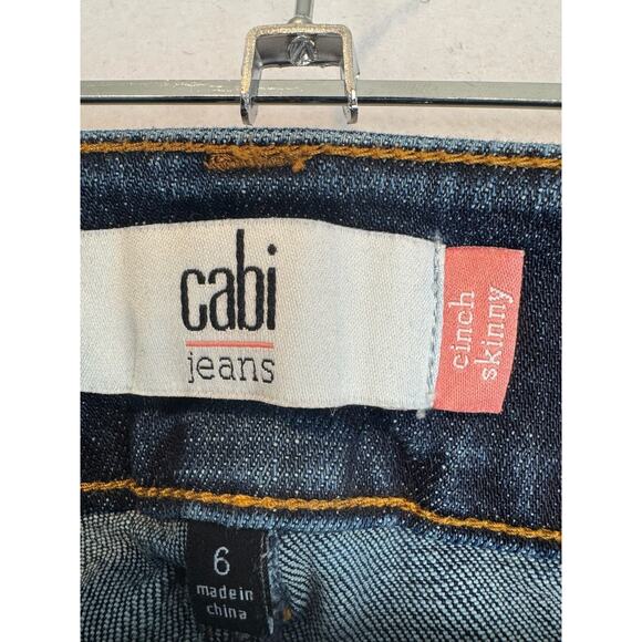 Cabi Jeans Womens 6 Cinch Skinny Distressed Medium Acid Wash Denim Style# 3938 - Picture 3 of 4